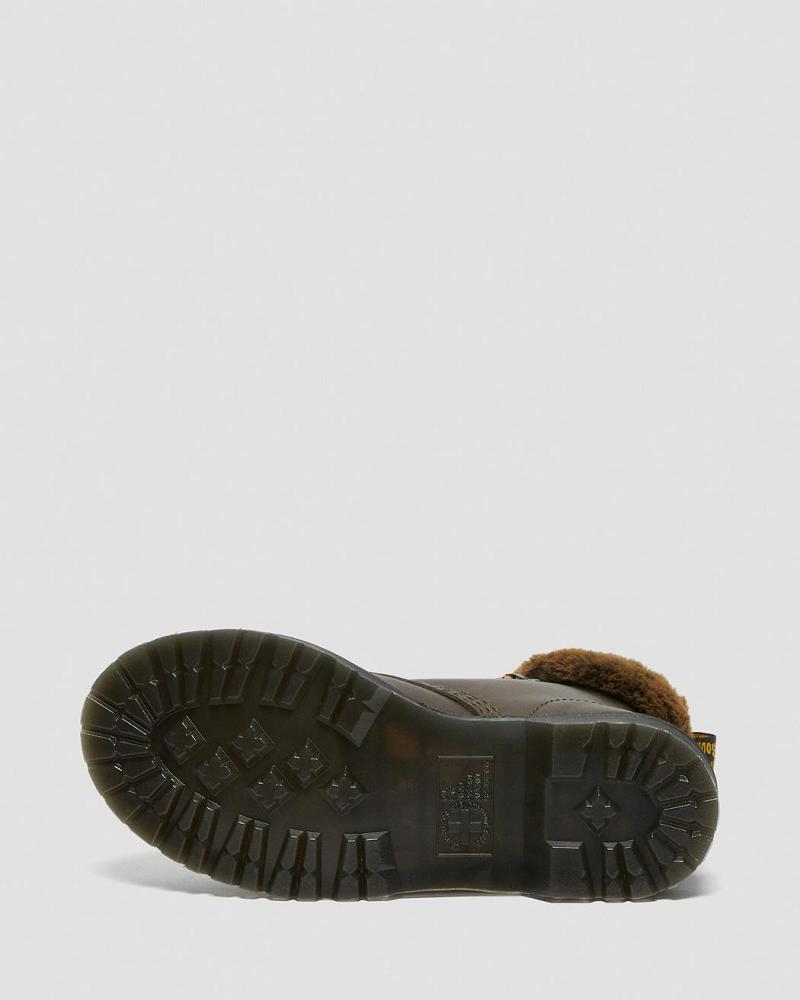 Dr Martens 1460 Serena Collar Faux Fur Forede Snørestøvletter Dame Grå | Norge 579YXF